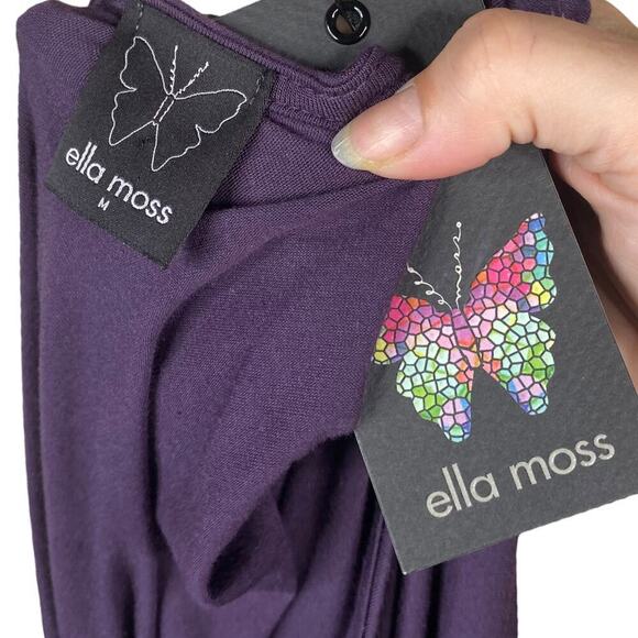 Ella Moss NWT $138 Girl's Best Friend Purple Ruched Asymmetric Dress SZ M - Picture 8 of 8